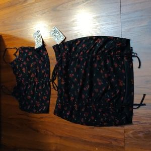 Two piece set rose print